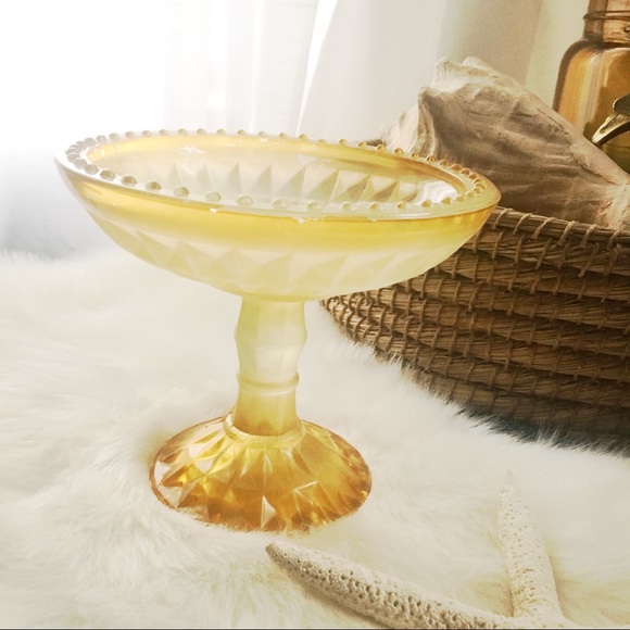 Vintage Other - MID CENTURY MOD Golden Frosted Pedestal Candy Dish